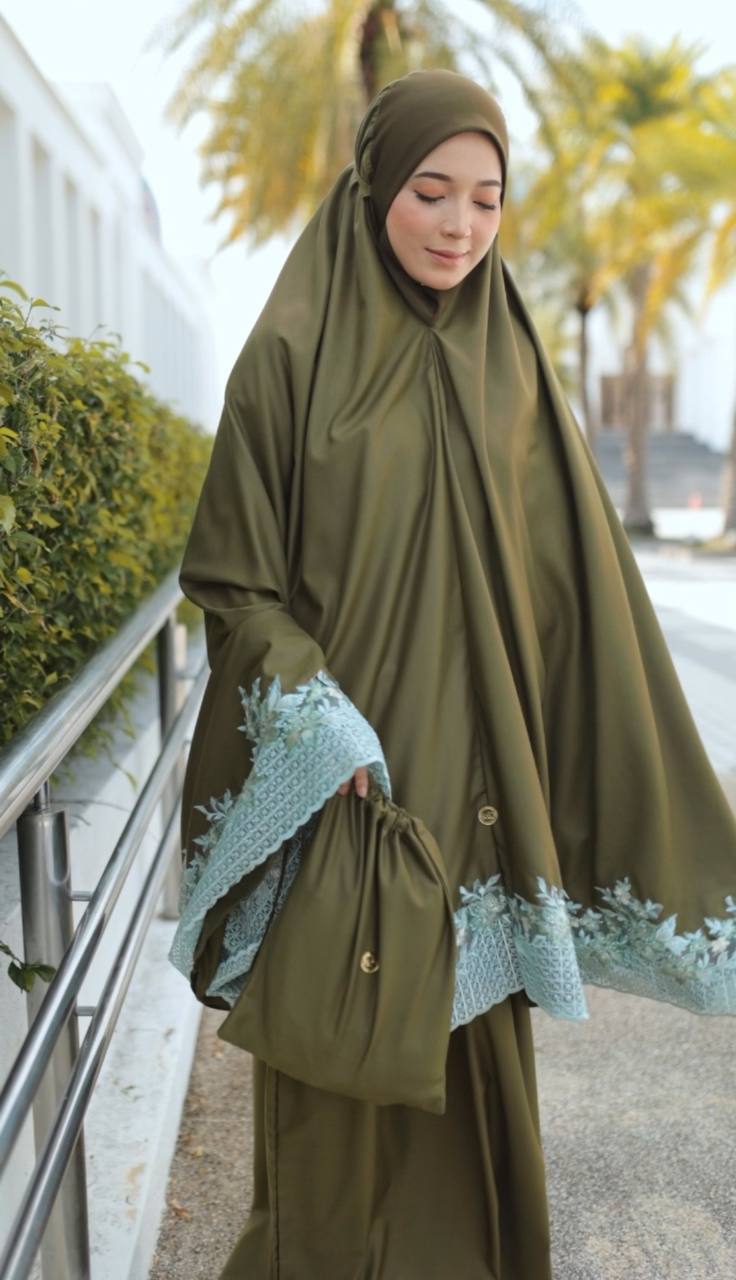 Telekung Eksklusif - Olive Green