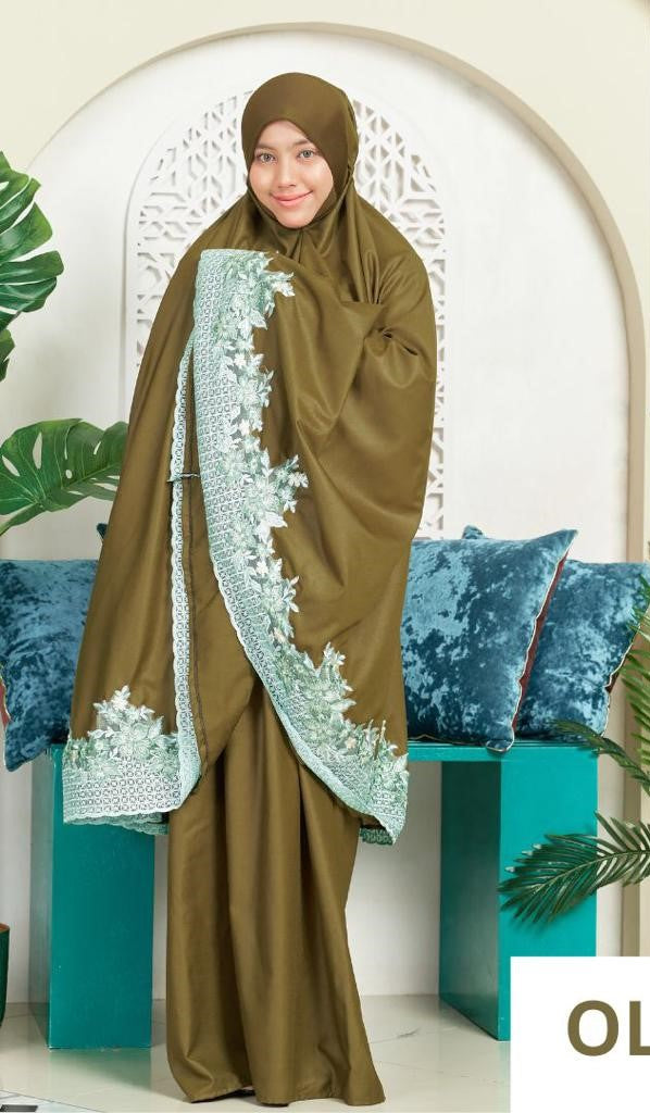 Telekung Eksklusif - Olive Green